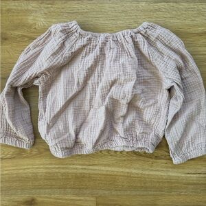 Pink Textured Long Sleeve Blouse